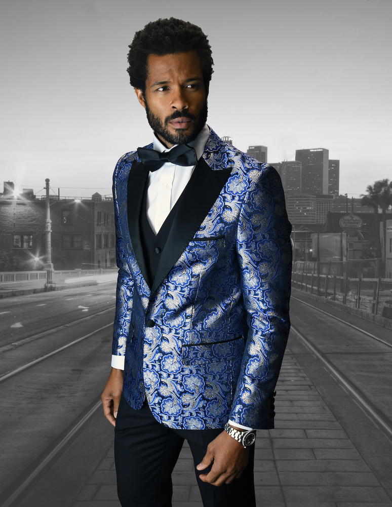 Bellagio-4 CLASSIC ROYAL 3PC 1 BUTTON MENS SUIT WITH TRIM ON THE COLLAR  SUPER 150'S EXTRA FINE ITALIAN FABRIC :: 1 BUTTON TUXEDO :: ITALSUIT