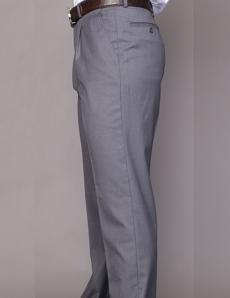 CHARCOAL PLEATED DRESS PANTS REGULAR FIT SUPER 150'S ITALIAN WOOL FABRIC  