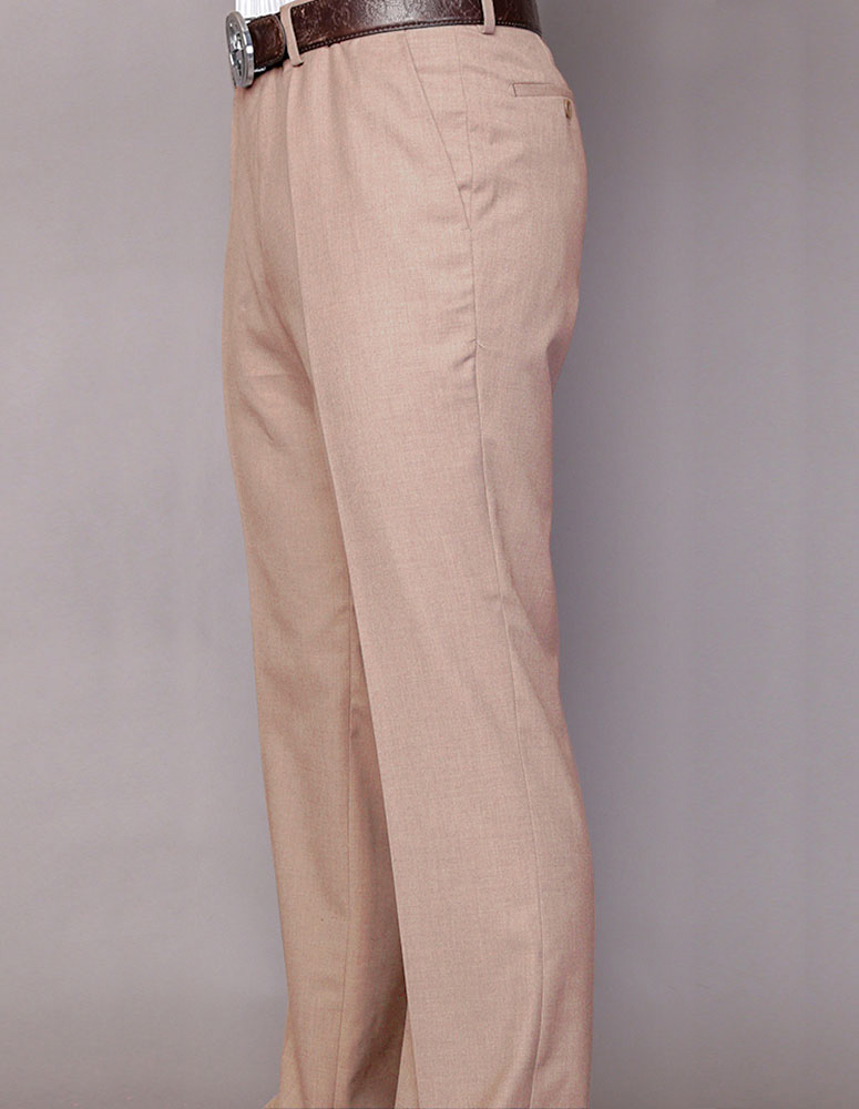 CHAMPAGNE ITALIAN FLAT FRONT MENS WOOL DRESS PANTS HAND TAILORED 