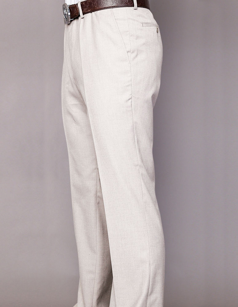 OFFWHITE ITALIAN FLAT FRONT MENS WOOL DRESS PANTS HAND TAILORED