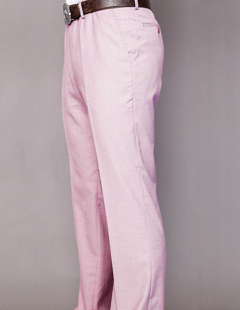 PINK ITALIAN FLAT FRONT MENS WOOL DRESS PANTS HAND TAILORED  