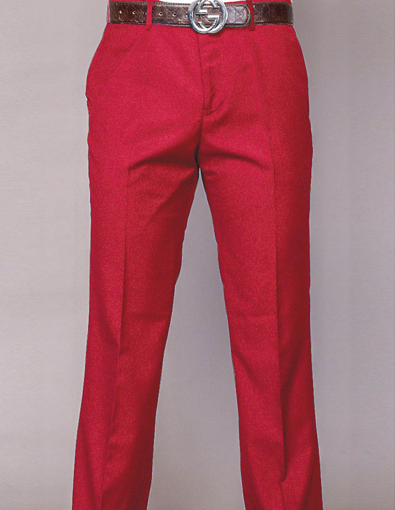 RED ITALIAN FLAT FRONT MENS WOOL DRESS PANTS HAND TAILORED 