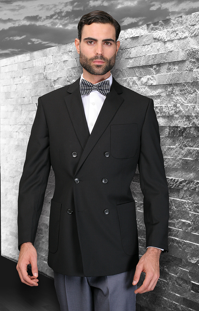 VINTAGE CLASSIC BLACK SPORT COAT DOUBLE BREASTED 2 BUTTON HAND MADE ...