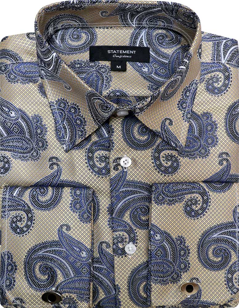 HIGH QUALITY LONG SLEEVES WOVEN DRESS SHIRT WITH MATCHING CUFF LINK  