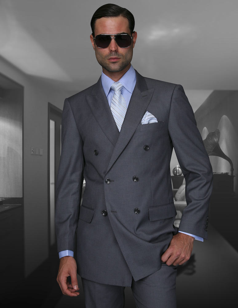 Blue super 150 Cerruti double breasted leisure safari french wool suit